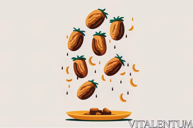 Surreal Food Art: Almonds and Bananas in Motion AI Image