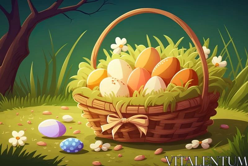 Charming Rural Still Life - Eggs in a Basket AI Image