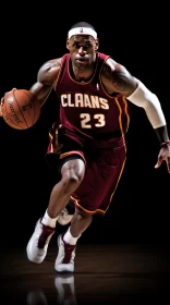 LeBron James in Action - A Blend of Sports and Art