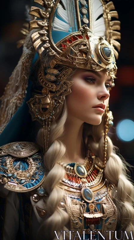 Ancient Egyptian Queen in Epic Fantasy Scene AI Image