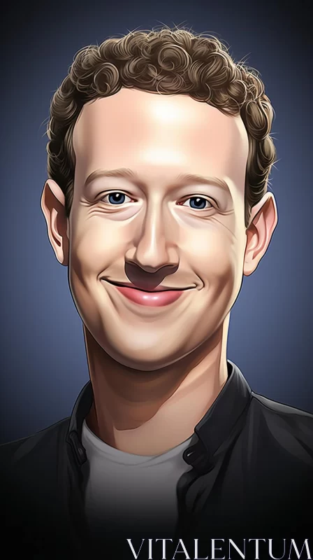 Mark Zuckerberg: A Colorful Digital Caricature Illustration AI Image