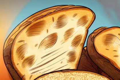 Pop Art Inspired Close-up of Sliced Bread