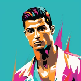Bold and Colorful Pop Art Portrait of Ronaldo AI Image