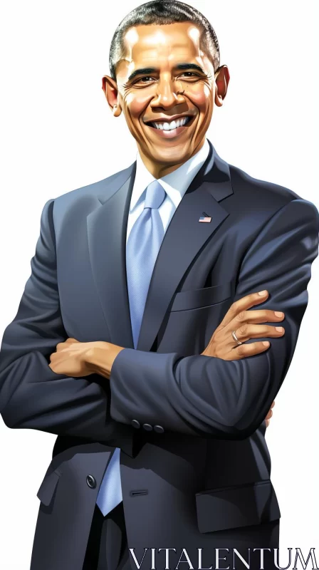 Elegant Illustration of Smiling Barack Obama AI Image