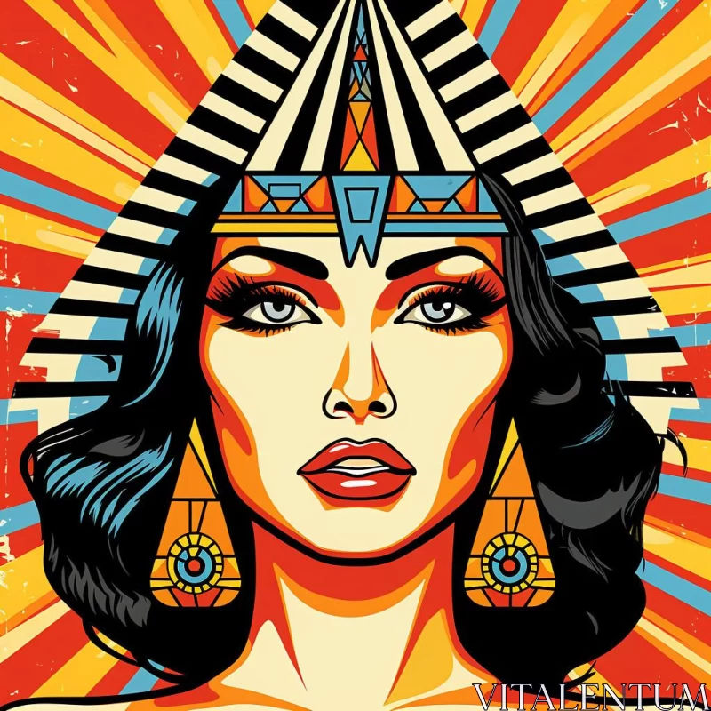 Pop Art Egyptian Woman - Retro-futuristic Propaganda AI Image