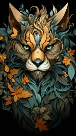 Colorful Lion Composition in Comic Book Art Style AI Image