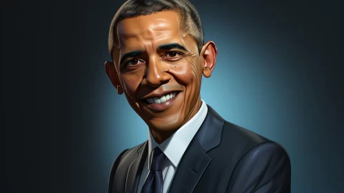 Barack Obama Caricature: A Satirical Studio Portrait AI Image