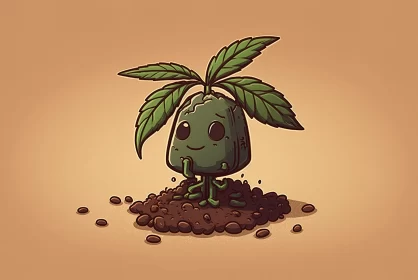 Whimsical Cartoon Plant in Pop Culture and Kawaiipunk Style AI Image
