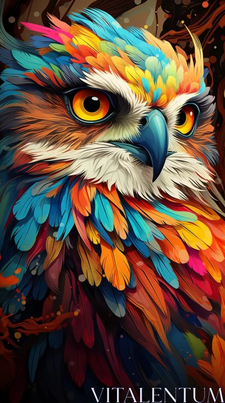 Colorful Owl Illustration - A Bold and Captivating Art Piece AI Image