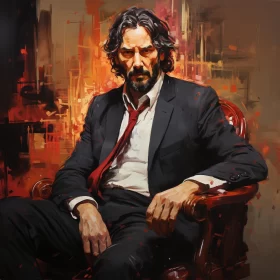 Elegant Man in Armchair - Oil Portraiture AI Image