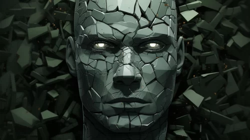 Alien Cyborg Head Shattered in Glass - Marvel Comics Inspired AI Image