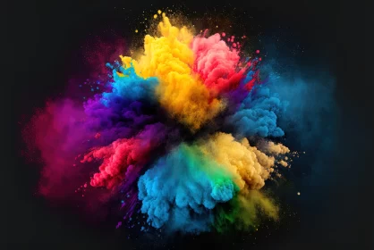 Colorful Powder Explosion on Dark Background AI Image