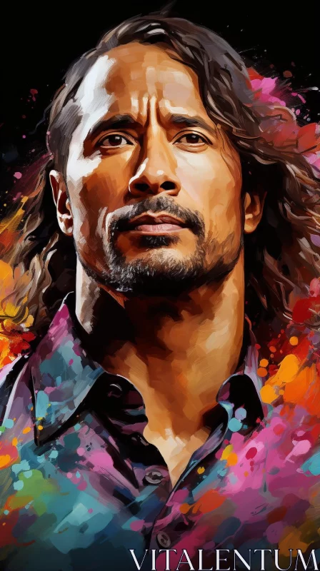 Colorful Supernatural Realism Portrait of Dwayne 'The Rock' Johnson AI Image