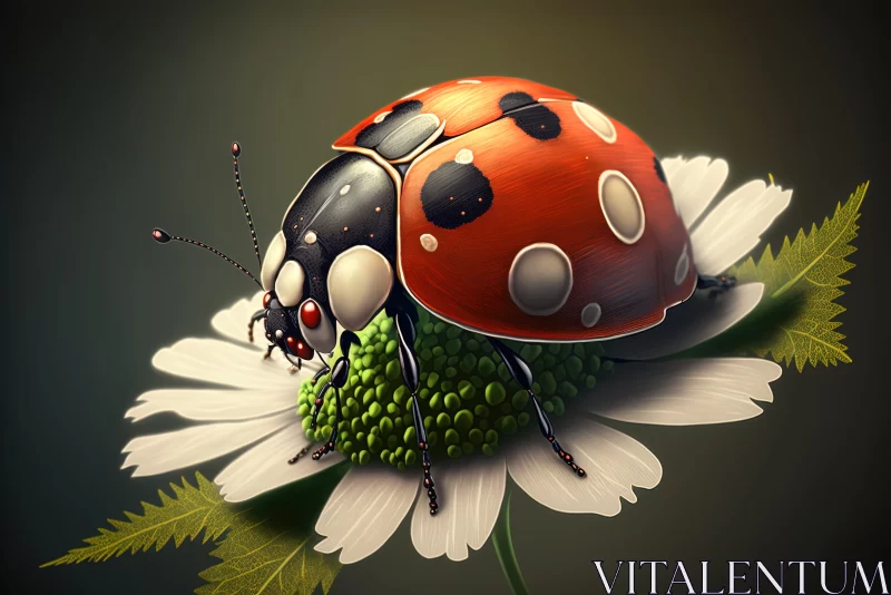 AI ART Detailed Ladybug on Flower Illustration - 2D Game Art Style