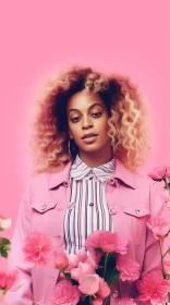 Beyoncé Inspired Portraiture - A Splash of Colors and Floral Charm AI Image