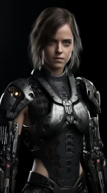 Realistic Alien Woman in Metallic Suit AI Image