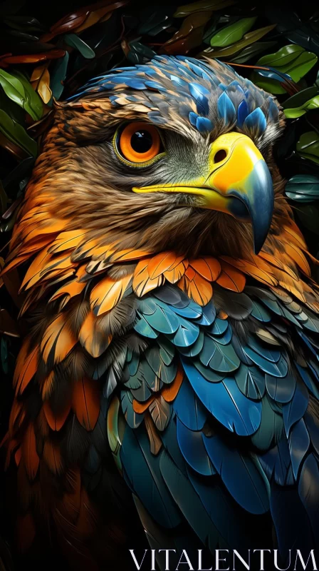 Colorful Camouflage Eagle Portrait AI Image