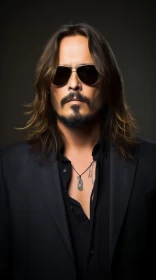 Captivating Studio Portrait of Johnny Depp with Sunglasses AI Image