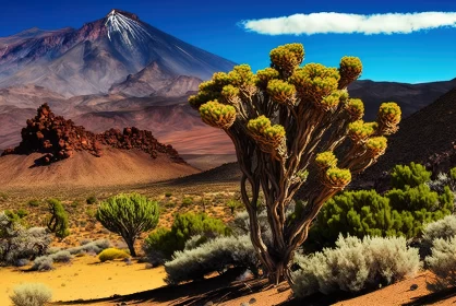 Exotic Desert Landscape with Mountains and Spires