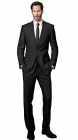 Digitally Enhanced Pictorial Image of Model in Black Suit AI Image