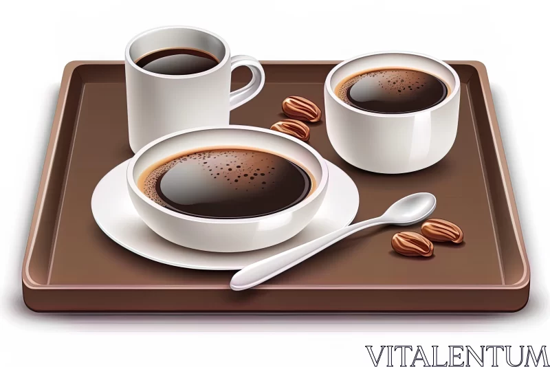 Illustrated Breakfast Scene with Coffee and Nuts AI Image