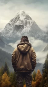Lone Man Against Mountain Backdrop - Atmospheric Portraiture