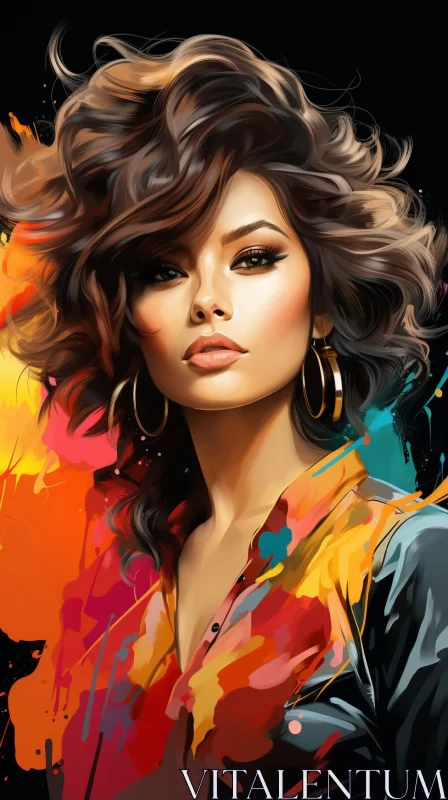 Stylized Portrait of a Woman in Abstract Fashion Illustration AI Image