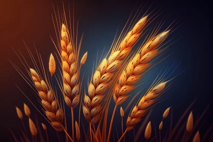 Wheat Stems Against Dark Background: A Vibrant Illustration