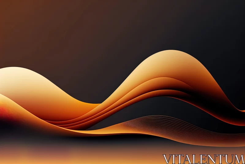 Abstract Golden Waves: A Study in Contrast and Minimalism AI Image