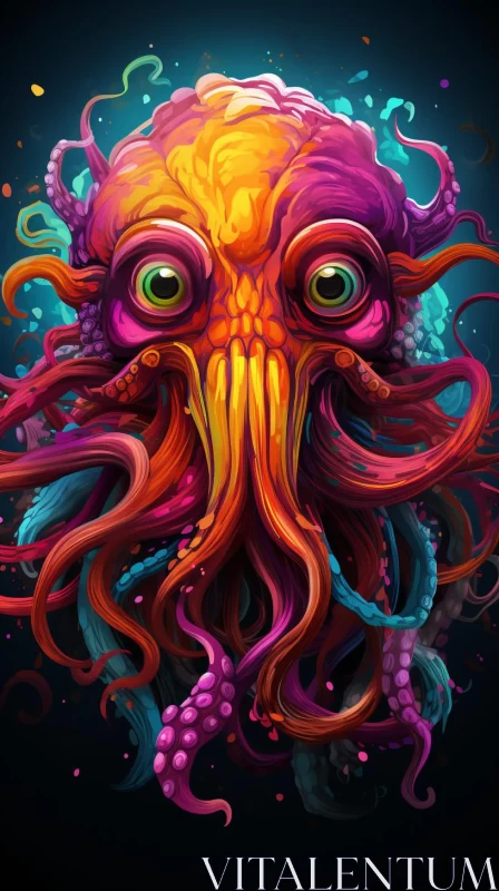 Colorful Abstract Octopus Head Illustration in 2D Game Art Style AI Image