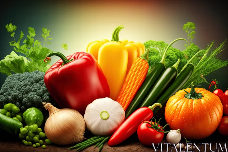 AI ART Fresh and Natural Vegetables Photorealistic Wallpaper