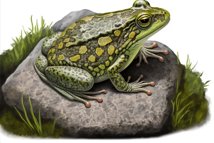 Green Frog on Rock: A Stroll into Scientific Illustrations