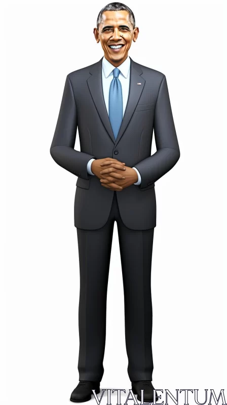 3D Image of President Barack Obama - Lifelike Representation AI Image