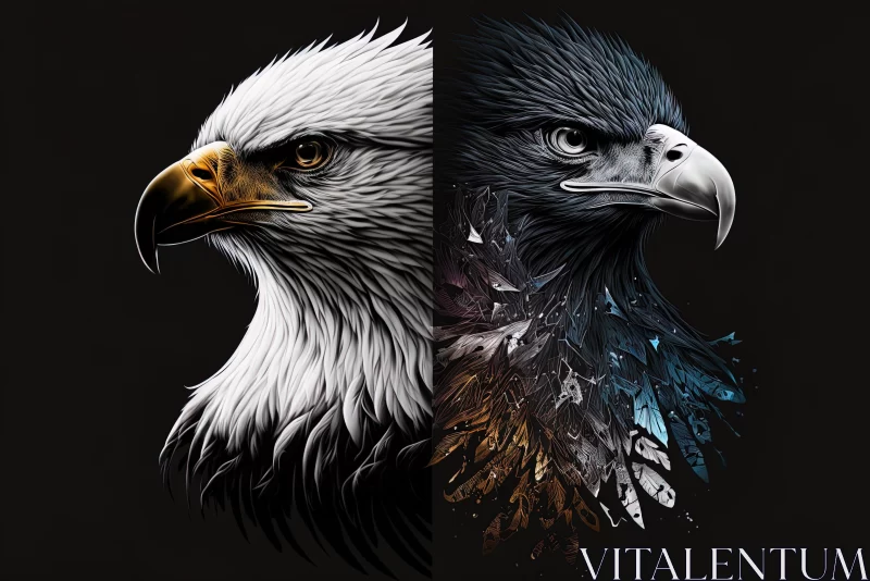 Abstract Eagle Illustrations on Dark Background AI Image