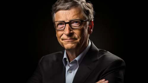 Expressive Portrait of Bill Gates with Soft Lighting AI Image