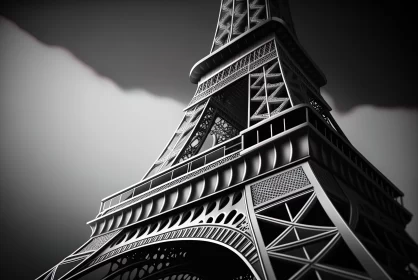 Monochromatic Eiffel Tower - A Romantic and Futuristic Depiction