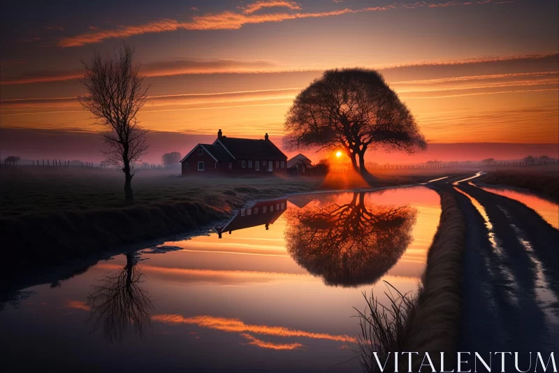 Tranquil Sunrise in Poland - A Celebration of Rural Life AI Image