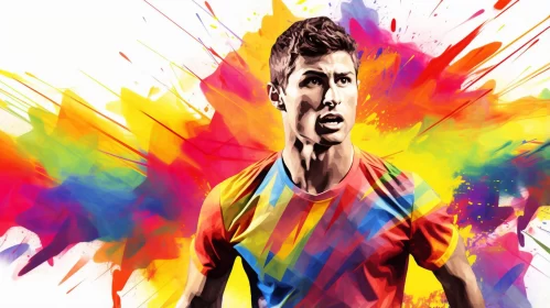 Colorful Soccer Player - A Vibrant Visual Feast AI Image