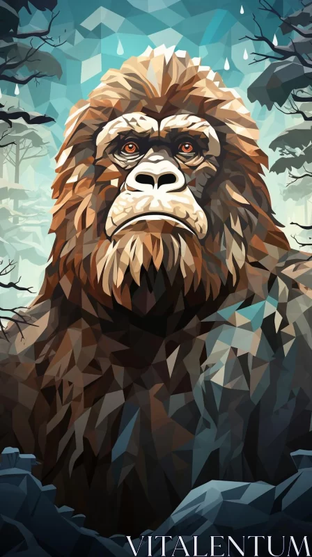 AI ART Geometric Gorilla in Forest - Precisionist Art