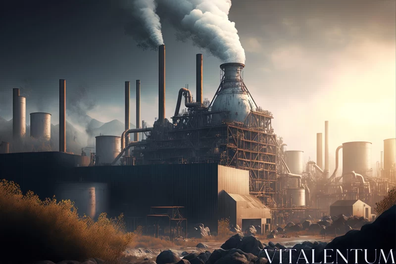 AI ART Industrial Factory Landscape - Realistic and Atmospheric
