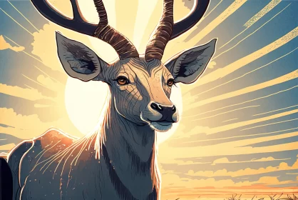 Majestic Deer at Sunset: A Supernatural Realism Illustration