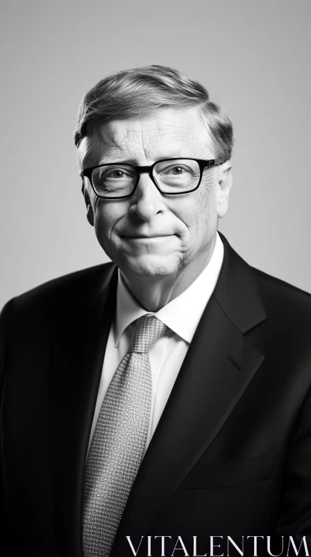 AI ART Monochrome Portrait of Bill Gates with Minimal Retouching