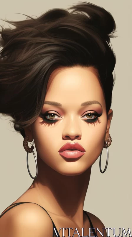 AI ART Rihanna Portrait: Shiny Eyes and Glossy Finish