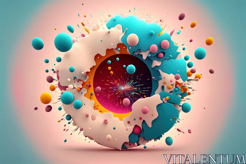 Colorful Abstract 3D Composition with Surreal Elements AI Image