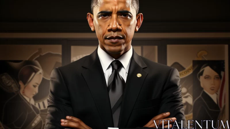 AI ART Enigmatic Obama Portrait in Dark Tones