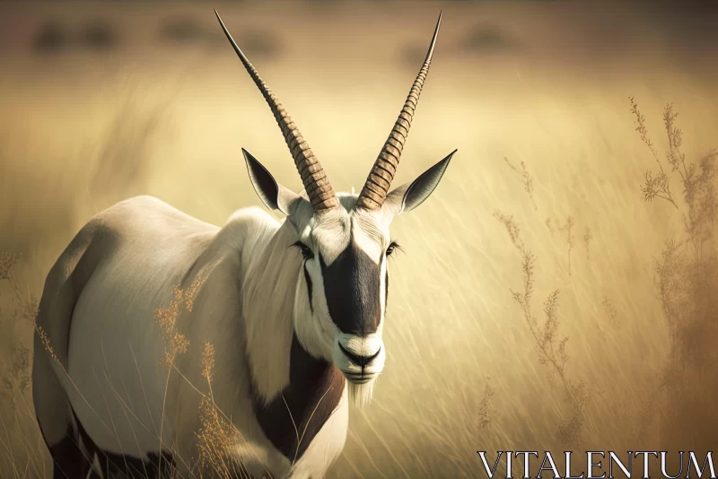 Graceful Antelope in Field - A Powerful and Emotive Portraiture AI Image