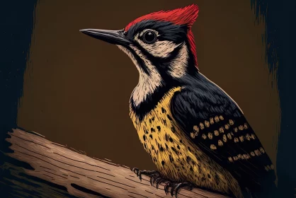 Large Woodpecker Illustration in Pop Art Style
