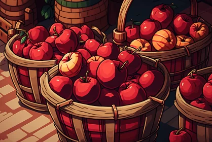 Anime Aesthetic 2D Game Art - Apple Harvest AI Image