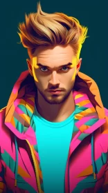 Neon Realism Cartoon Man Portrait - Celebrity Image Mashups
