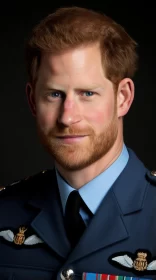 Prince Harry in Uniform - Contemporary Aerial Portrait AI Image